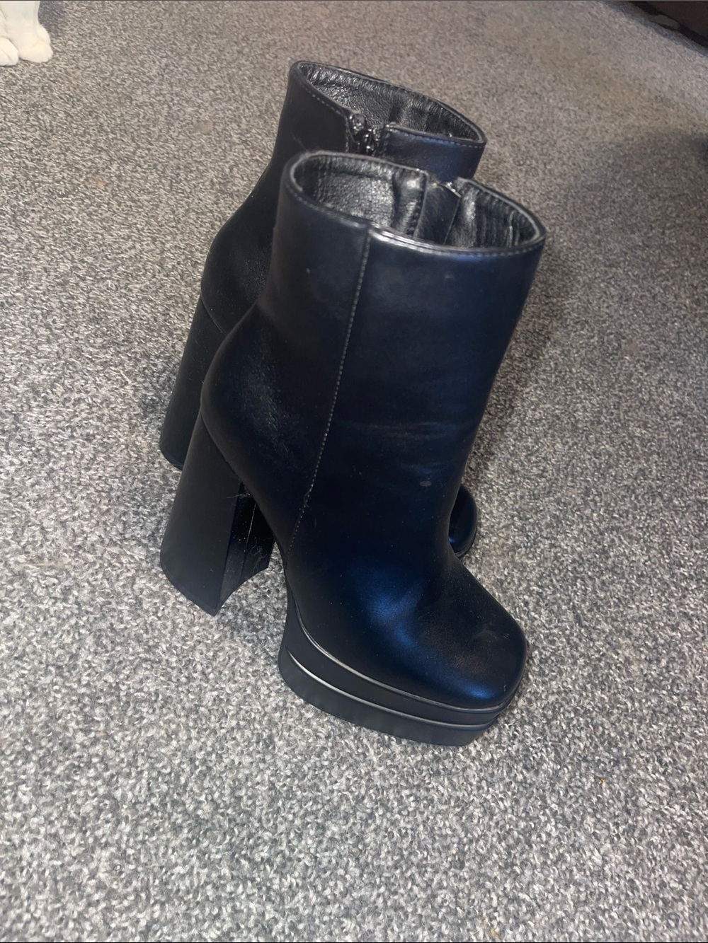 Women's Black Platform Block Heel Ankle Boots